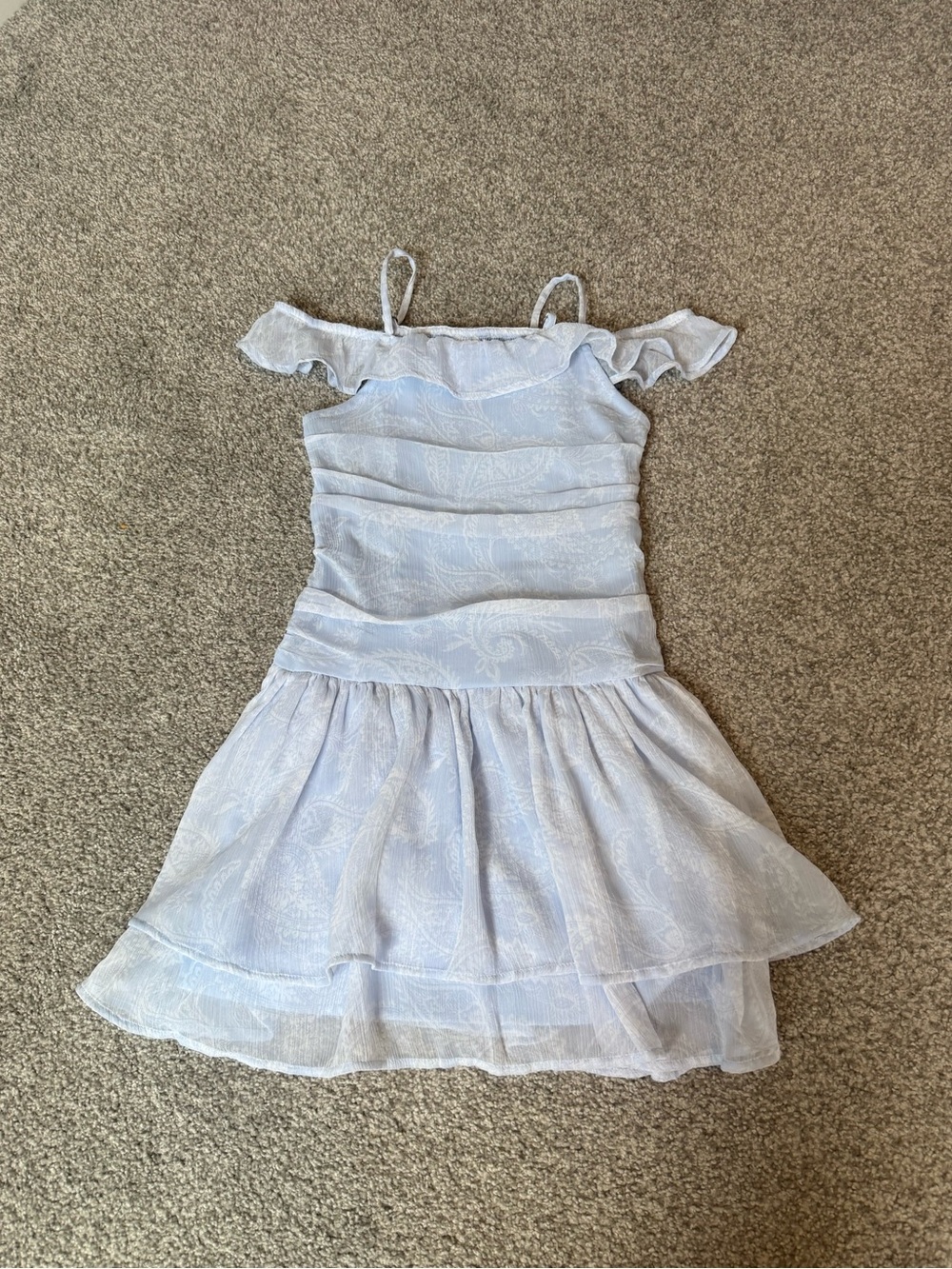 abercrombie kids Light Blue Off-Shoulder Ruffle Dress